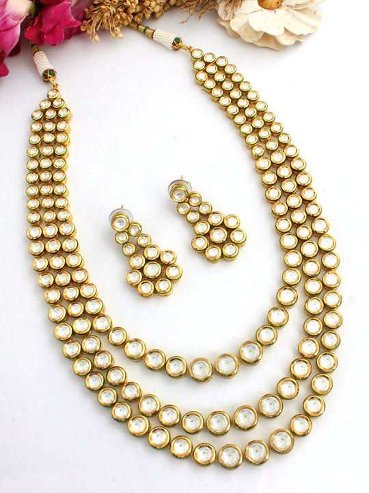 Gulnaaz Layered Necklace Set-White