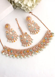 Amisha Choker Necklace Set-Multicolor