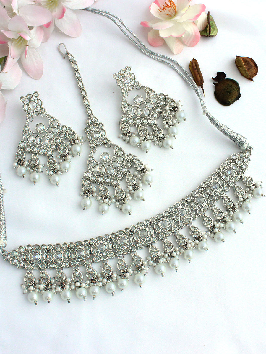 
Zara Necklace Set-Silver
