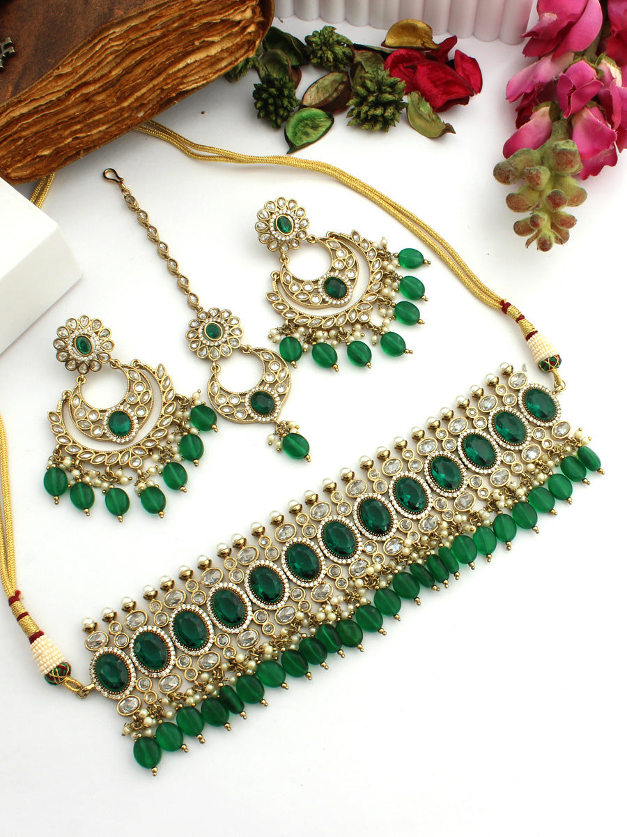 Akansha Necklace Set-Green