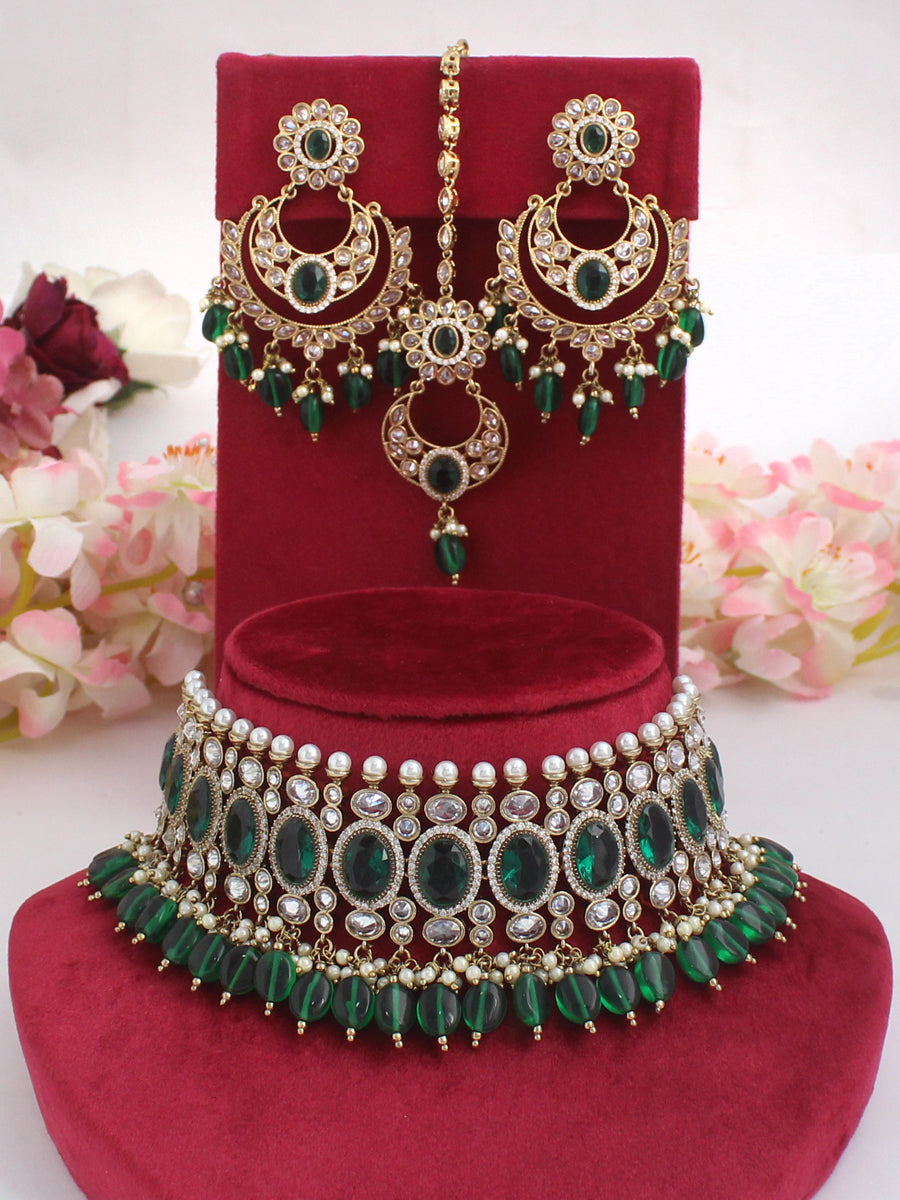 Akansha Necklace Set-Green