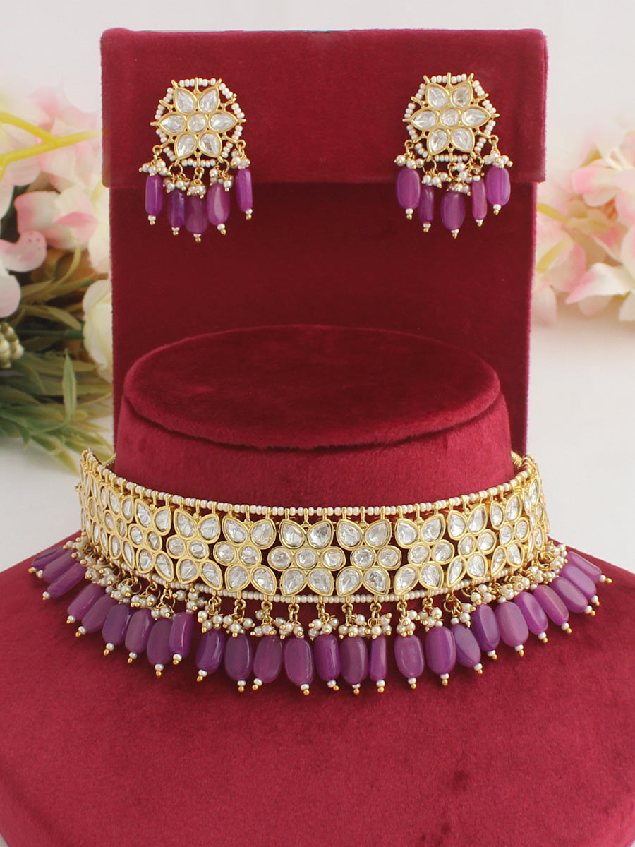 Divya Necklace Set-Purple