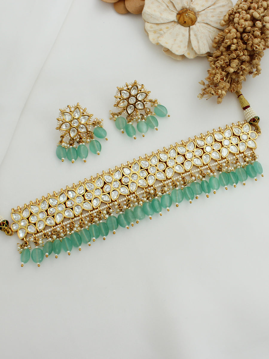 Divya Necklace Set-Mint green