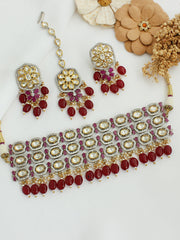 Natasha Necklace Set-Maroon