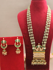 Vanshika Long Necklace Set-Green