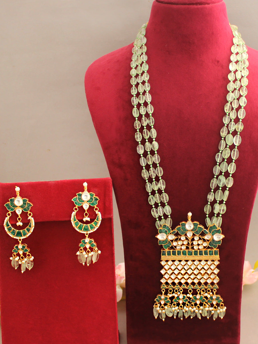 Vanshika Long Necklace Set-Green