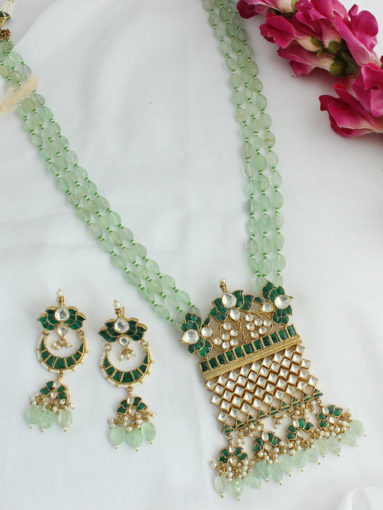 Vanshika Long Necklace Set - Green