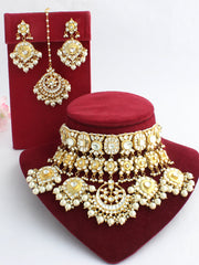 Shreya Bib Necklace Set-Pearl