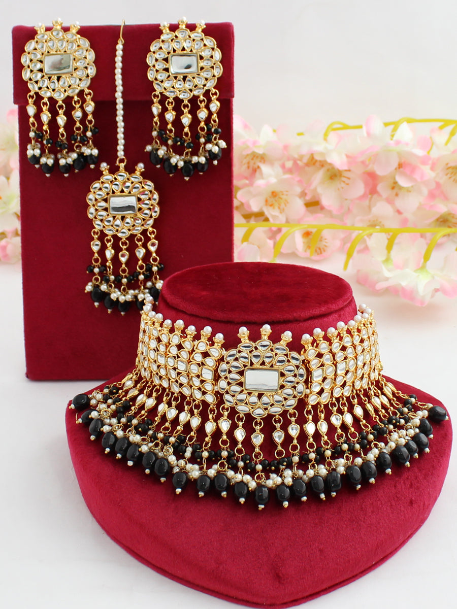 Simran Necklace Set-Black