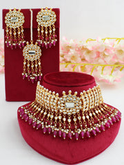 Simran Necklace Set-Hot Pink