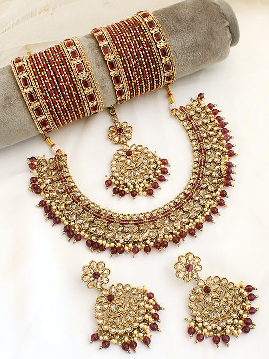 Mansha Necklace Set - Purple