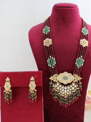 Kayra Long Necklace Set-Maroon