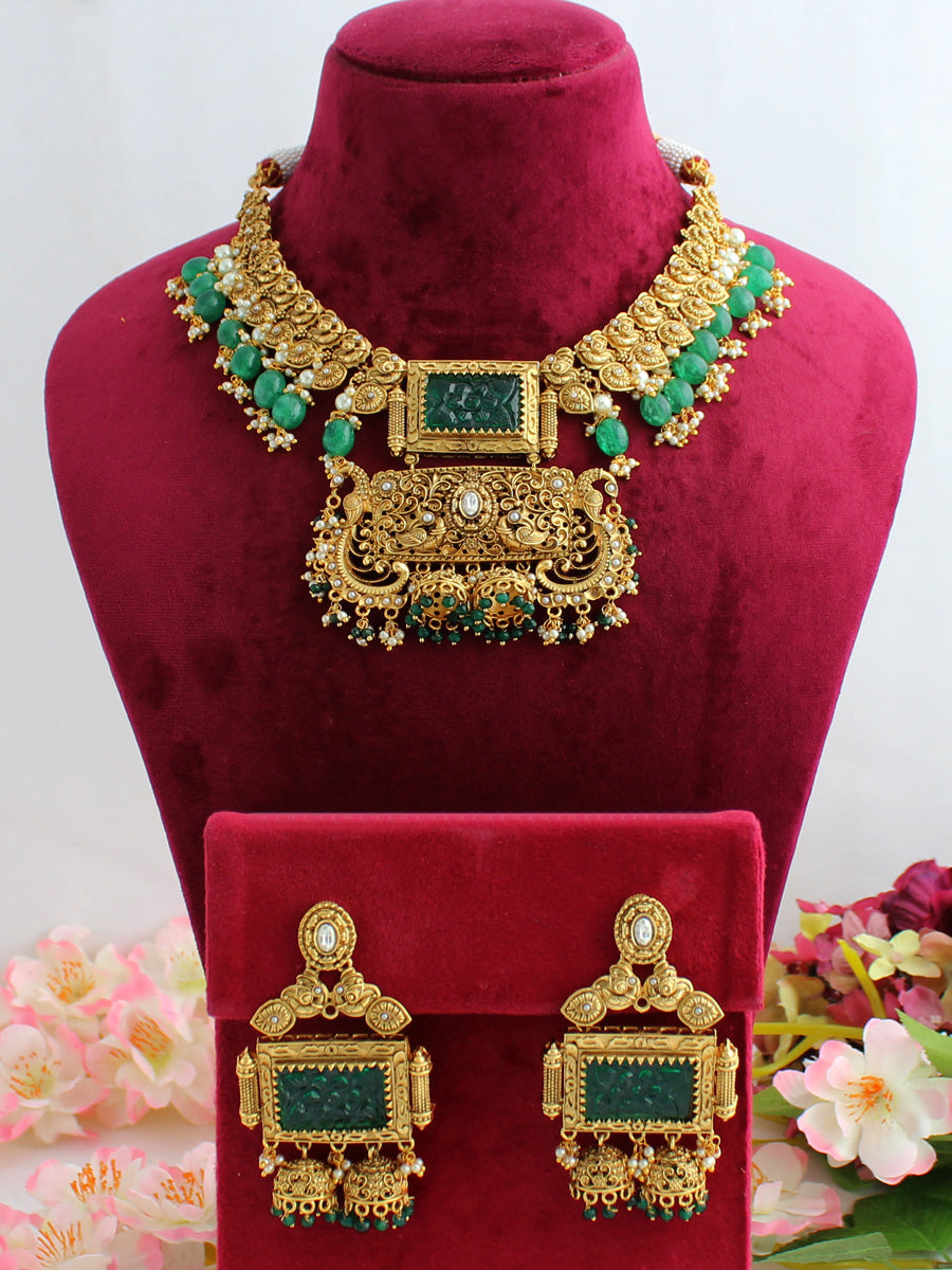 Esha Necklace Set-Green