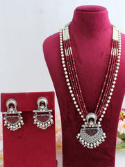 Sheel Necklace Set-Maroon