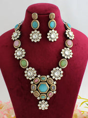 Kuwait long Necklace Set-Multicolor