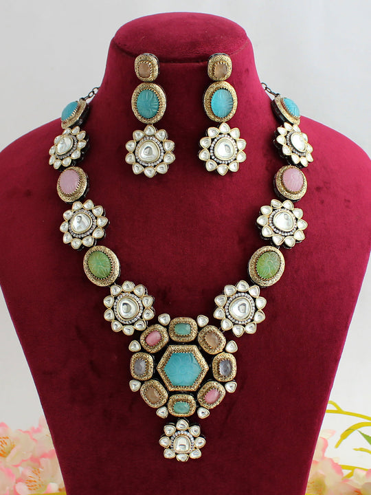 Kuwait long Necklace Set-Multicolor