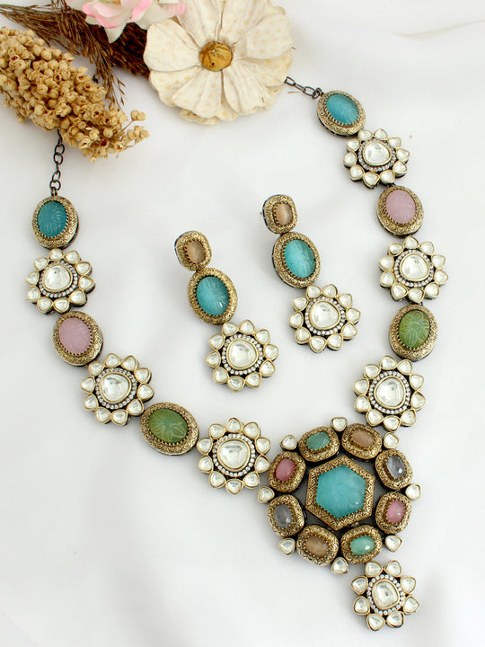 Kuwait long Necklace Set-Multicolor