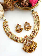 Bhumika Necklace Set-Maroon