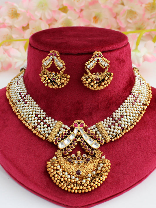 Bhumika Nacklace Set-Ruby