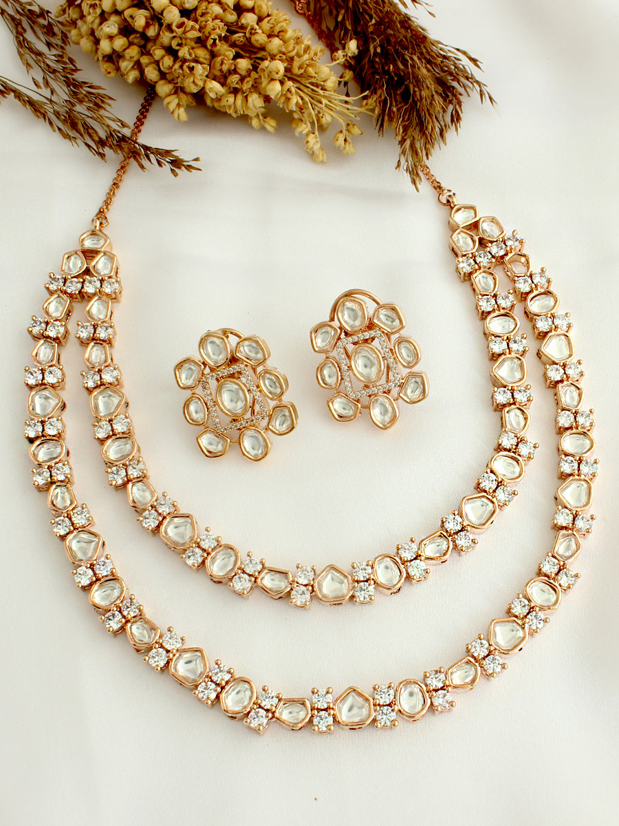 Shayna Layered Necklace Set-Rose Gold