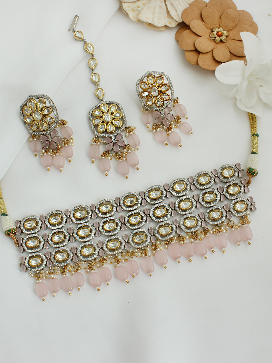 Natasha Necklace Set-Pastel Pink