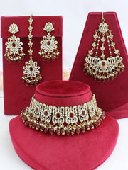 Nargis Necklace Set-Maroon