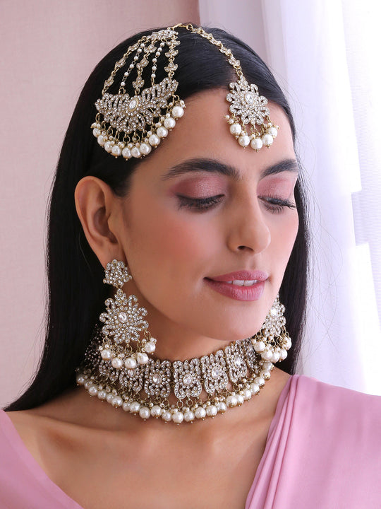 Nargis Necklace Set-White