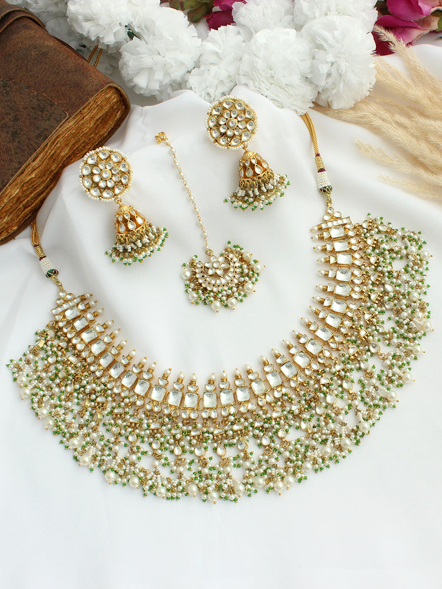 Meera Necklace Set - White/Green