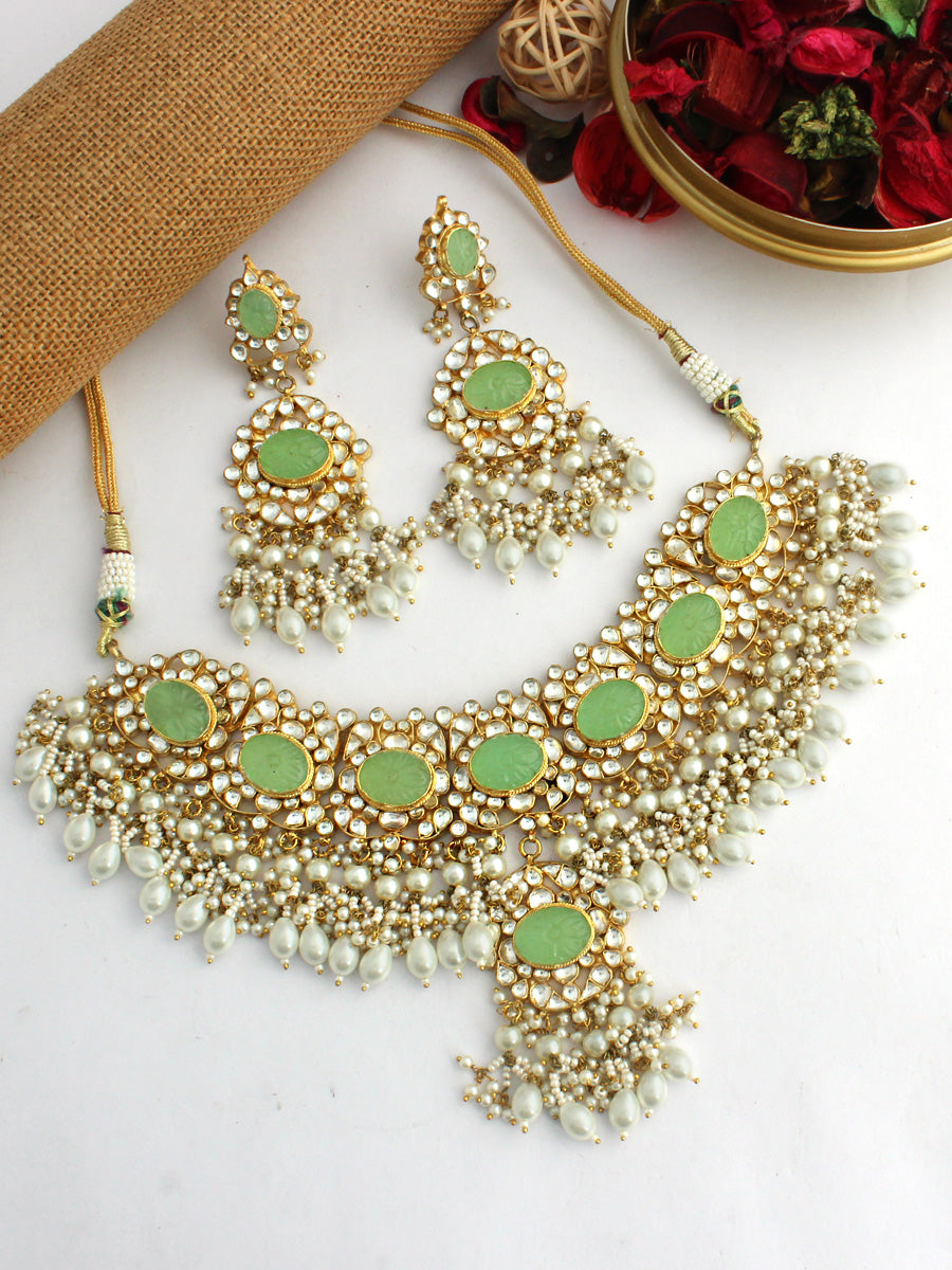 Kartika Necklace Set - Mint Green