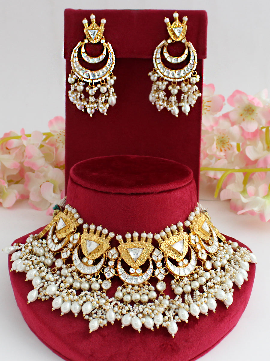 Abhika Necklace Set-White