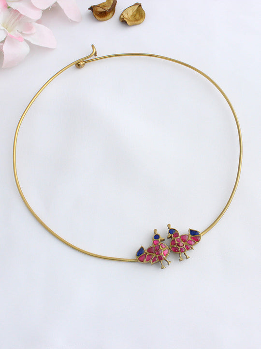 Jodhpur Hasli Necklace-pink / Blue