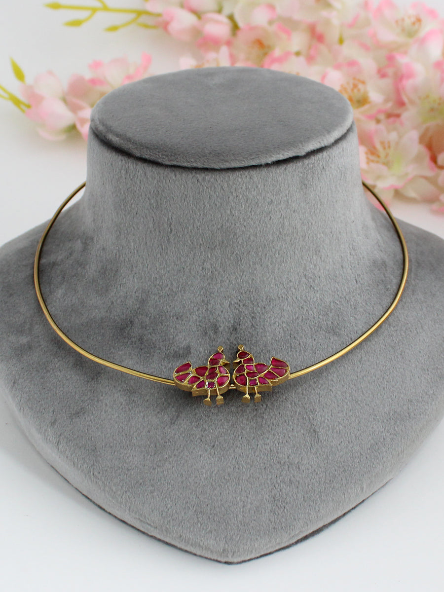 Jodhpur Hasli Necklace-Hot Pink