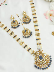 Madiha Long / Ranihaar Necklace Set-Blue