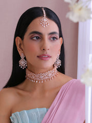 Shanaya Choker Necklace Set-Rose Gold