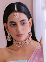 Shanaya Choker Necklace Set-Rose Gold