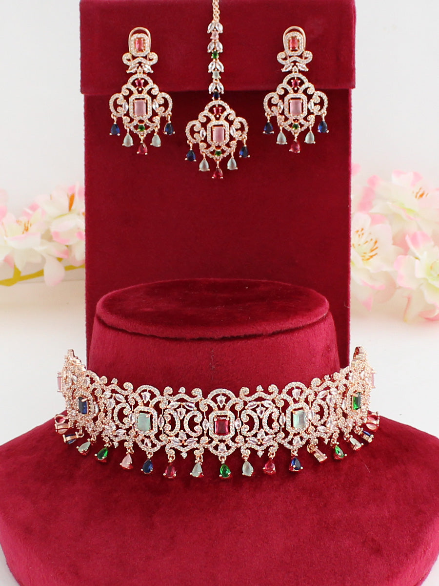 Shanaya Choker Necklace Set-Multicolor