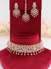 Shanaya Choker Necklace Set-pastel pink