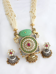 Navika Ranihaar Necklace Set - Mint Green