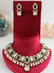 Kolkata Bib Necklace Set-Green