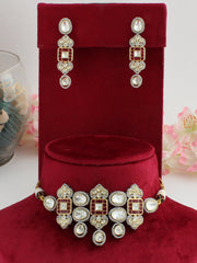 Simin Necklace Set-Maroon