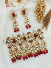 Sreeja Choker Necklace Set-Ruby Pink