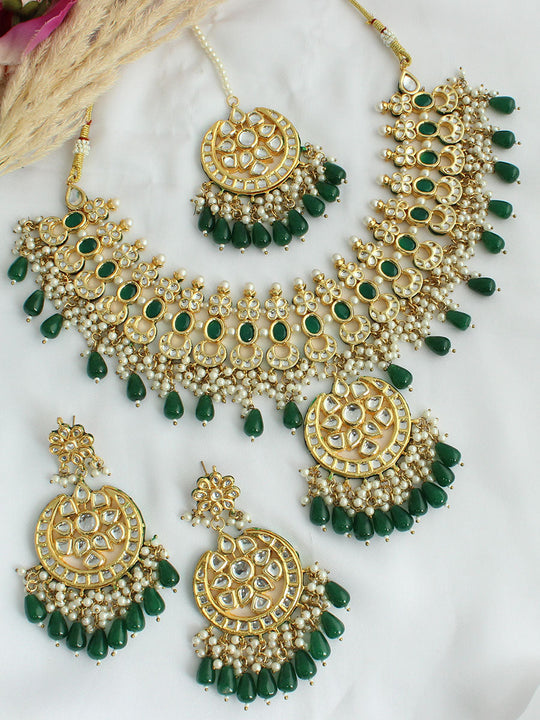 Tara Kundan Necklace Set - Green