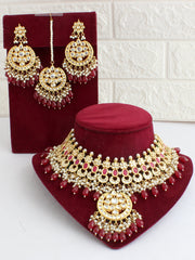 Tara Kundan Necklace Set-Maroon