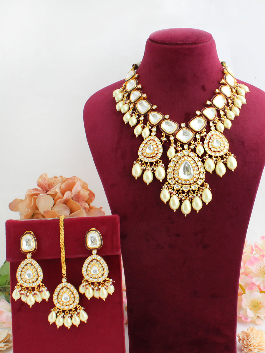 Virika Necklace Set-Maroon