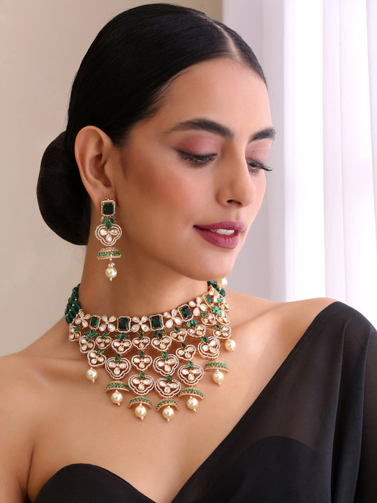 Medha Choker Necklace Set-Green