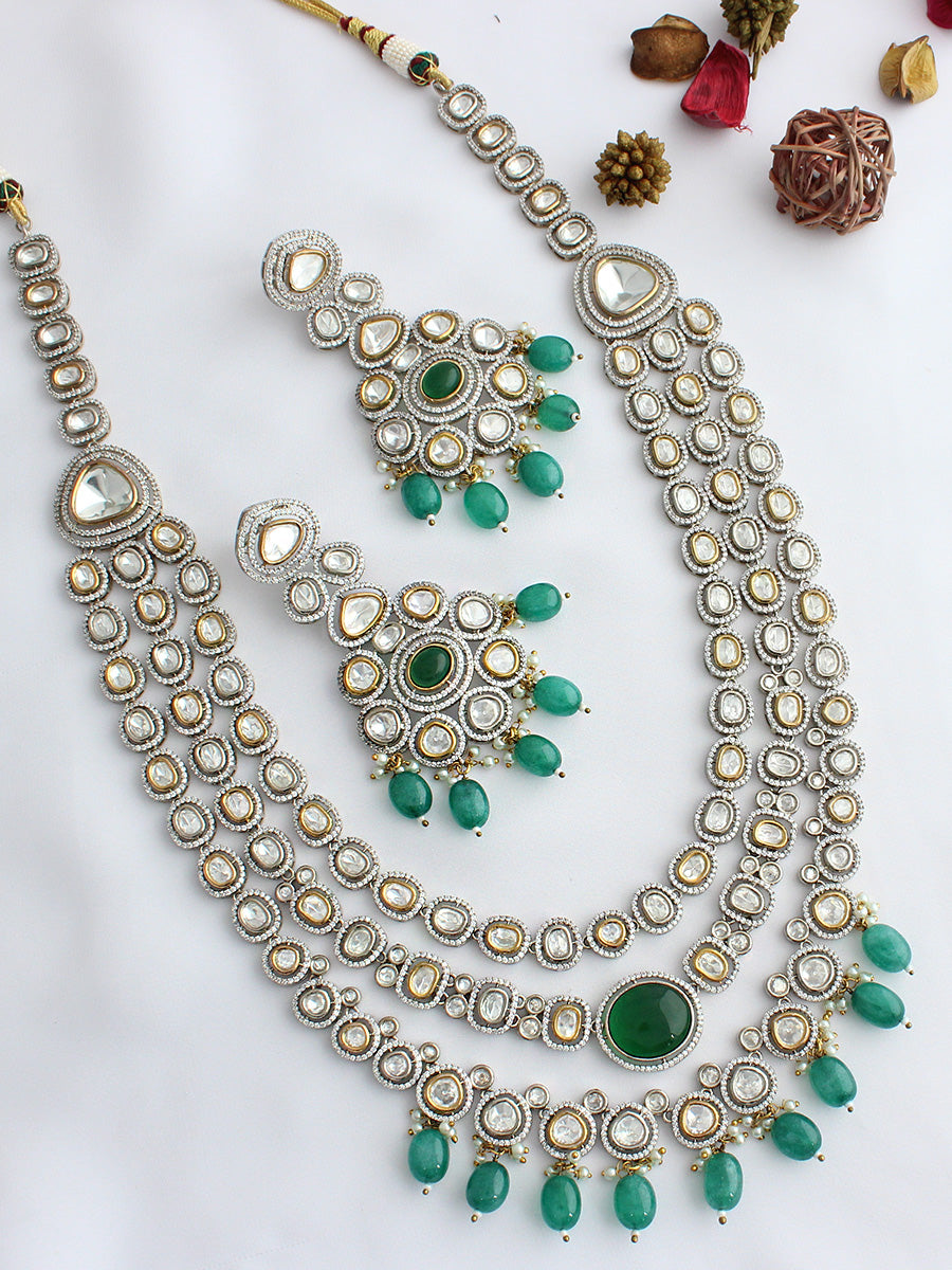 Kolkata Layered Necklace Set  - Green