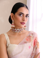 Surat Choker Necklace Set-Ruby Pink