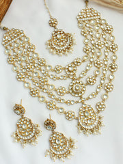 Shloka Layered Necklace Set - White