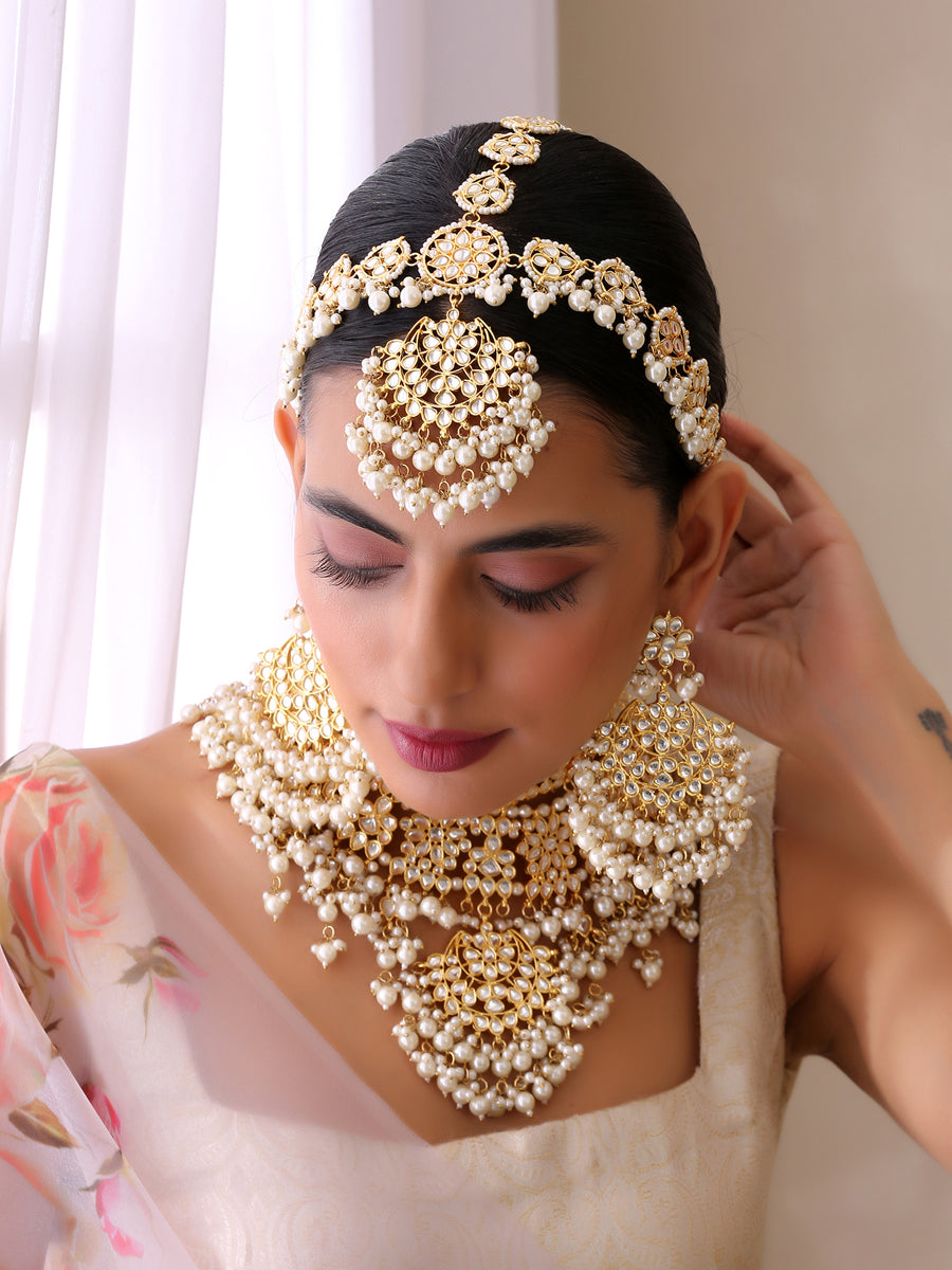 Dishani Necklace Set with Sheeshphool-Pearl