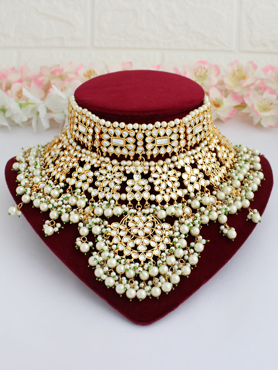 Dishani Necklace Set with Sheeshphool-Pearl